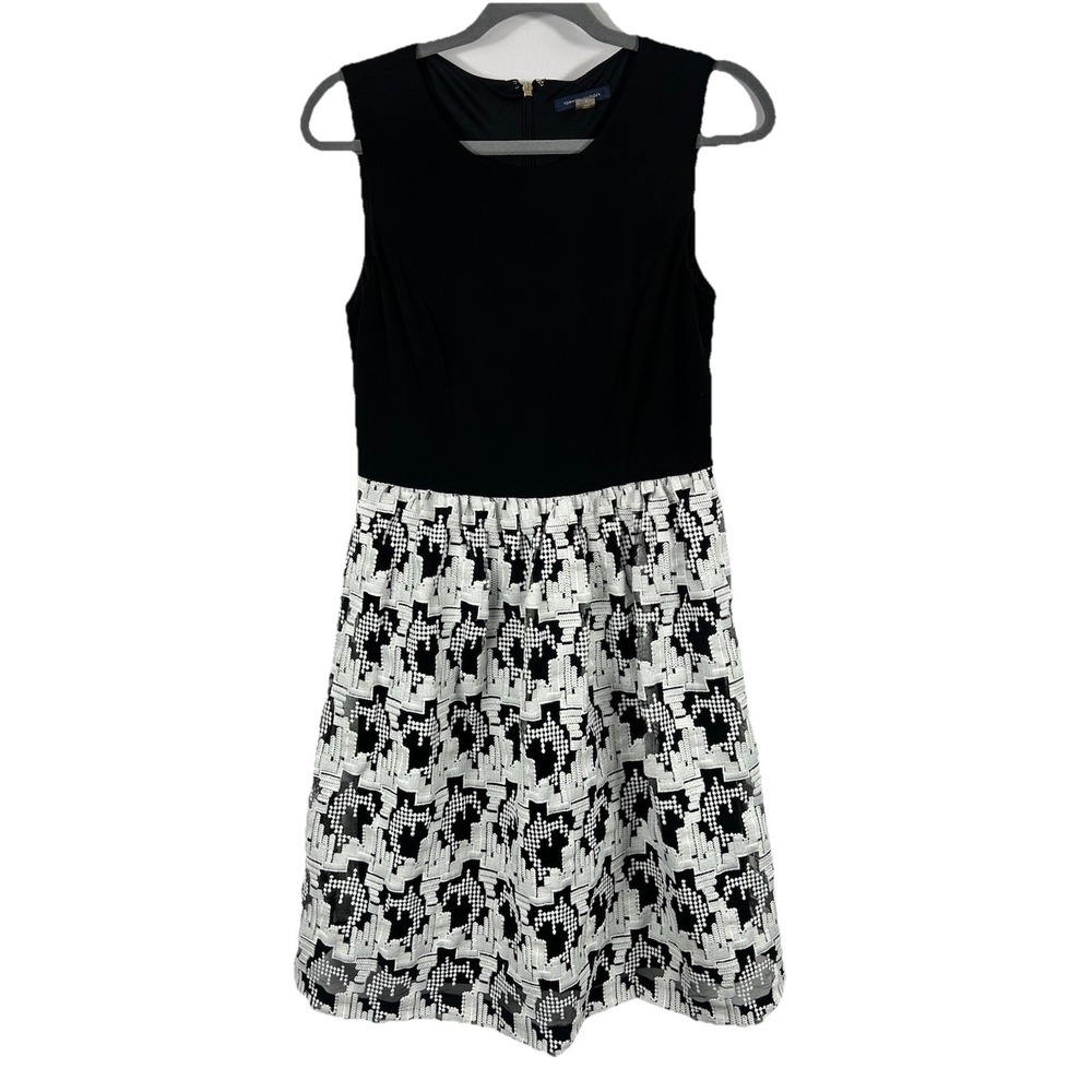 Tommy Hilfiger Dress 6 Black White Fit Flare Party‎ Cocktail Textured Mod Preppy